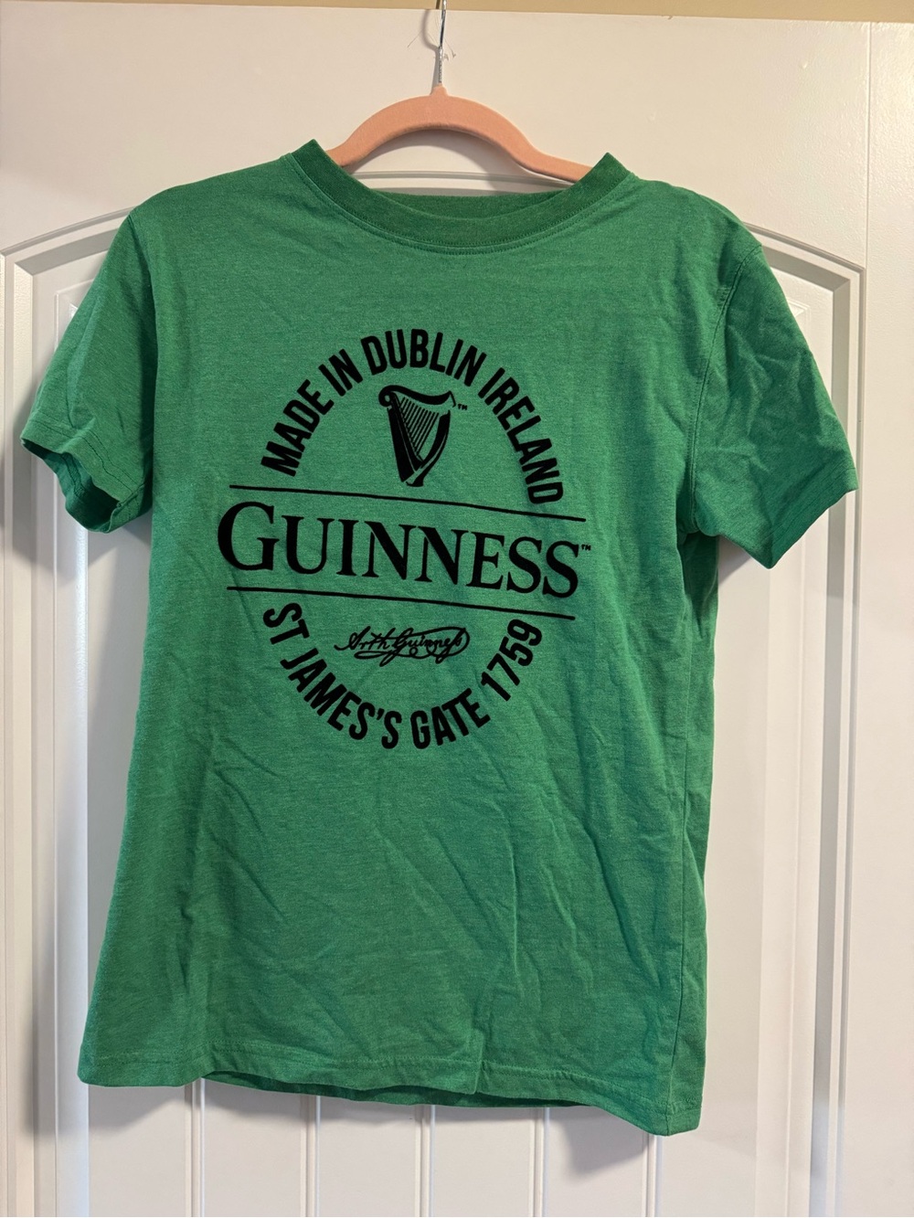 Guinness Dublin Ireland Factory Experience Flocked T-Shirt Green M